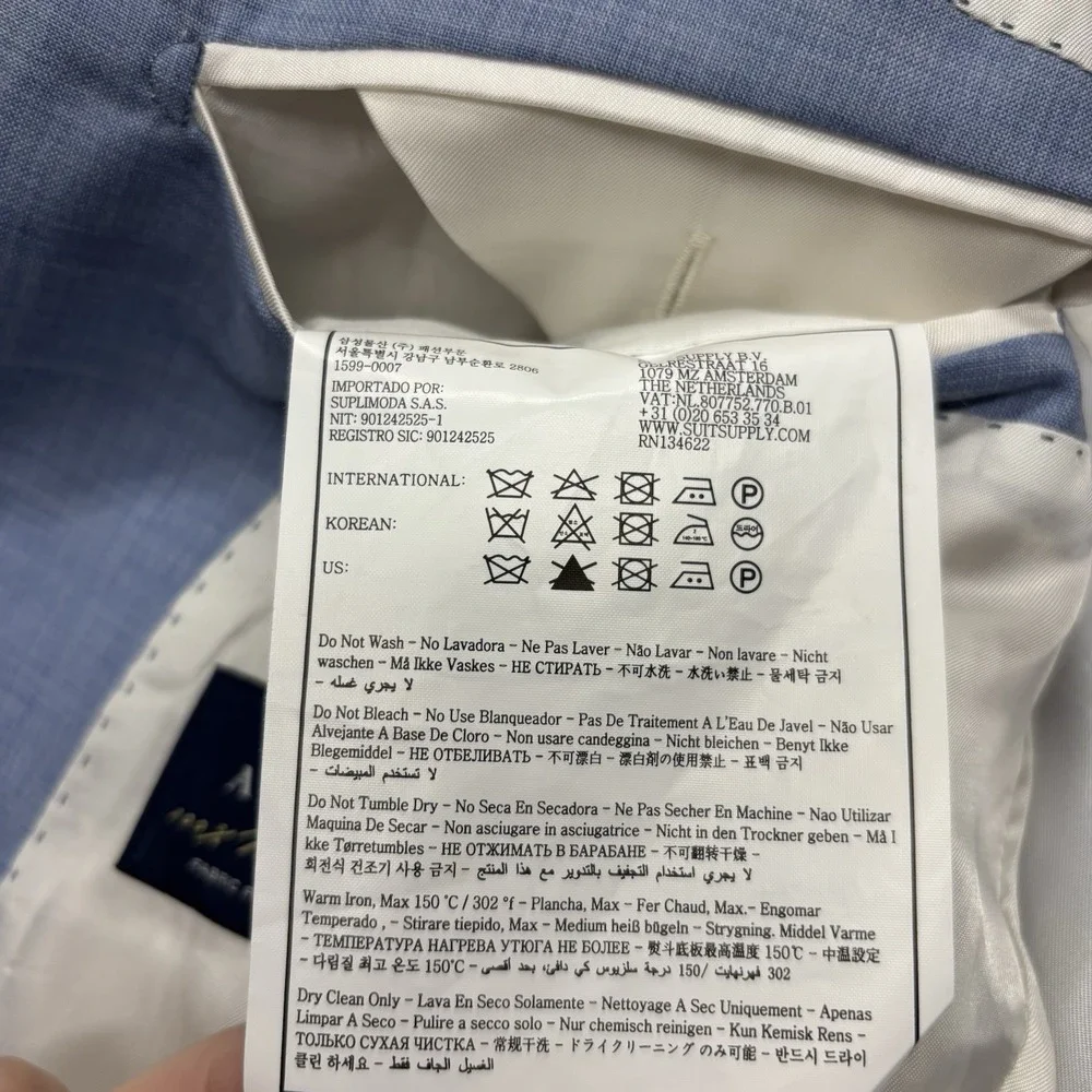 SUITSUPPLY Lazio Single Breasted Slim‎ Fit Sport Coat Angelico Wool Mens US 38R